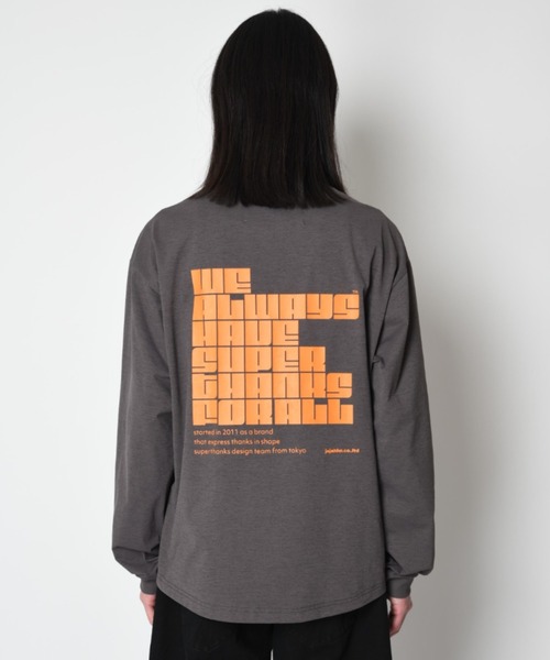 SUPERTHANKS（スーパーサンクス）の「【吸水速乾・接触冷感・抗菌防臭】バックプリントロングTシャツ[pop logo] Functional L/S T-shirt（Tシャツ/カットソー・メンズ・ホワイト/ピンク/ブラック/グレー・M/S/L）」の12枚目の写真
