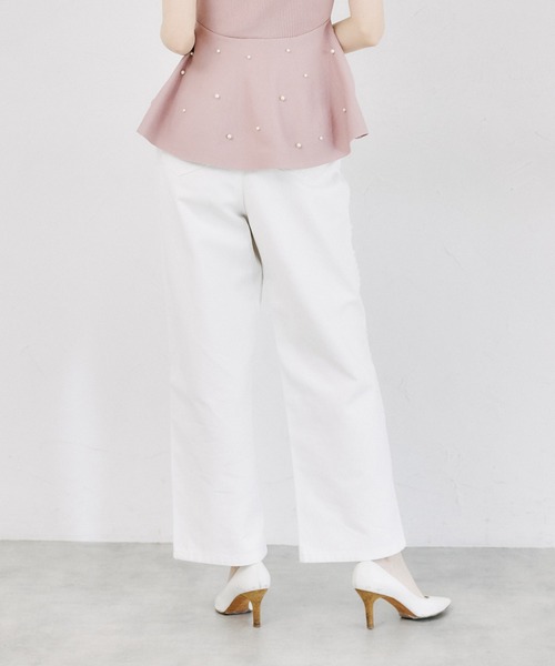 tocco closet(トッコ クローゼット)の「【S・Mサイズ展開】レースラインストレートデニムパンツ(デニムパンツ・レディース・ホワイト/サックスブルー・S/M)」の8枚目の写真