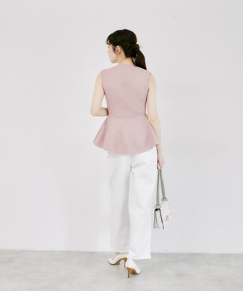 tocco closet(トッコ クローゼット)の「【S・Mサイズ展開】レースラインストレートデニムパンツ(デニムパンツ・レディース・ホワイト/サックスブルー・S/M)」の5枚目の写真