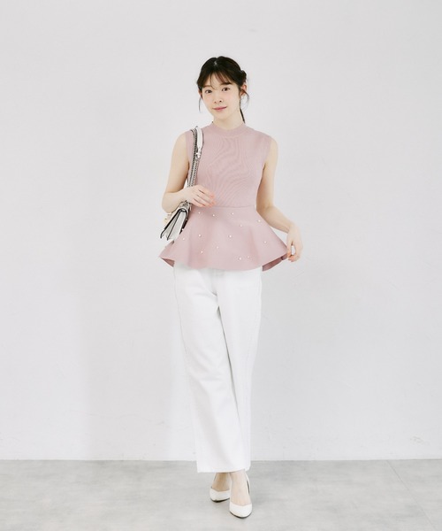 tocco closet(トッコ クローゼット)の「【S・Mサイズ展開】レースラインストレートデニムパンツ(デニムパンツ・レディース・ホワイト/サックスブルー・S/M)」の3枚目の写真