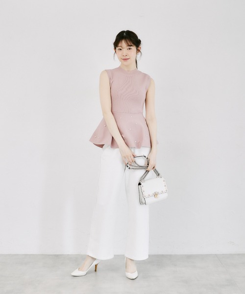 tocco closet(トッコ クローゼット)の「【S・Mサイズ展開】レースラインストレートデニムパンツ(デニムパンツ・レディース・ホワイト/サックスブルー・S/M)」の4枚目の写真