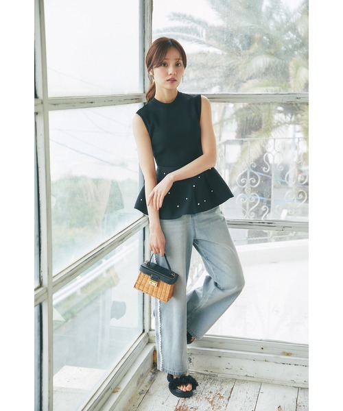 tocco closet(トッコ クローゼット)の「【S・Mサイズ展開】レースラインストレートデニムパンツ(デニムパンツ・レディース・ホワイト/サックスブルー・S/M)」の11枚目の写真