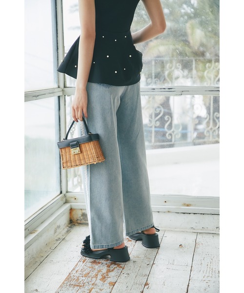 tocco closet(トッコ クローゼット)の「【S・Mサイズ展開】レースラインストレートデニムパンツ(デニムパンツ・レディース・ホワイト/サックスブルー・S/M)」の17枚目の写真