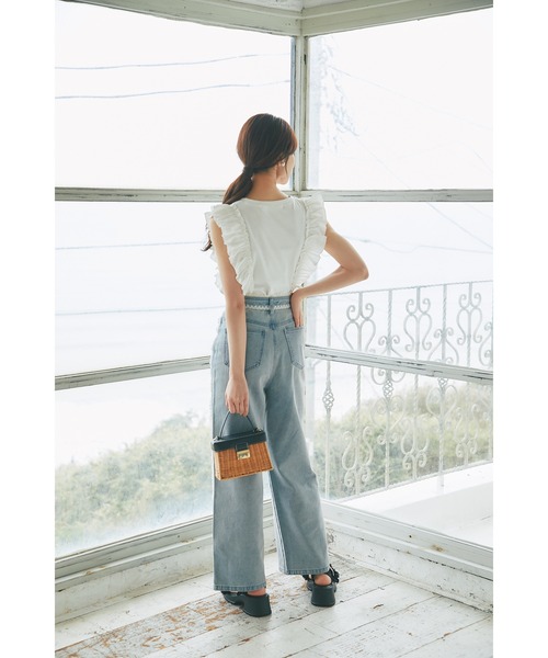 tocco closet(トッコ クローゼット)の「【S・Mサイズ展開】レースラインストレートデニムパンツ(デニムパンツ・レディース・ホワイト/サックスブルー・S/M)」の20枚目の写真
