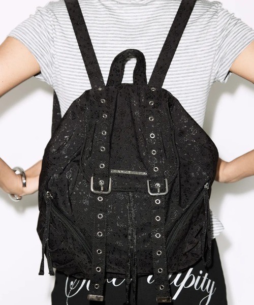 FANCY CLUB（ファンシークラブ）の「【日本未発売/WEB限定】FANCY CLUB(ファンシークラブ)/A4対応 サテン アイレット ドローコード ドローストリング ナップザック リュック バックパック/SATIN EYELET BACKPACK（バックパック/リュック・レディース・ホワイト/ブラック・FREE）」の10枚目の写真