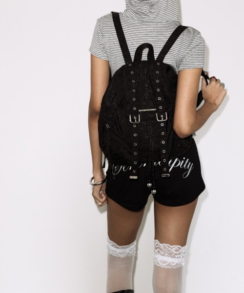 FANCY CLUB（ファンシークラブ）の「【日本未発売/WEB限定】FANCY CLUB(ファンシークラブ)/A4対応 サテン アイレット ドローコード ドローストリング ナップザック リュック バックパック/SATIN EYELET BACKPACK（バックパック/リュック・レディース・ホワイト/ブラック・FREE）」の15枚目の写真