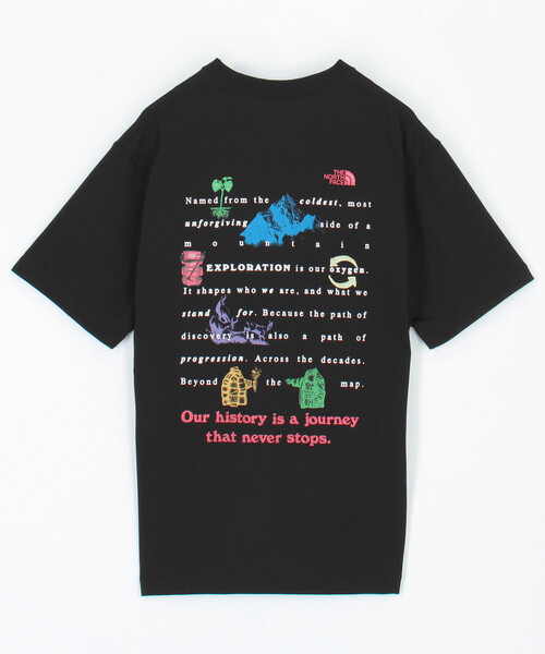 THE NORTH FACE(ザノースフェイス)の「THE NORTH FACE/ザ・ノース・フェイス ショートスリーブジャーニーヒストリーティー(ユニセックス)(Tシャツ/カットソー・メンズ・ブラック/ホワイト・LARGE/MEDIUM/X-LARGE)」の2枚目の写真