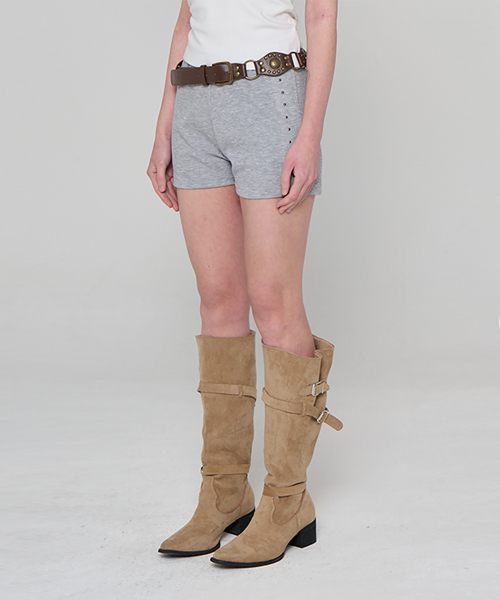 5OML(オーオーエムエル)の「ストーンリブショートパンツメランジグレー(その他パンツ・レディース・グレー・LARGE/MEDIUM)」の1枚目の写真