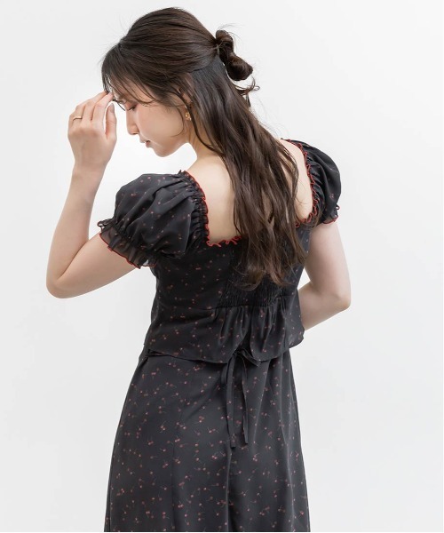 RANDA（ランダ）の「【Cherry＆Strawberry】チェリープリントシフォンワンピース（ワンピース・レディース・ピンク/ブラック・0/1）」の7枚目の写真