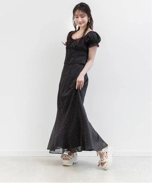 RANDA（ランダ）の「【Cherry＆Strawberry】チェリープリントシフォンワンピース（ワンピース・レディース・ピンク/ブラック・0/1）」の8枚目の写真
