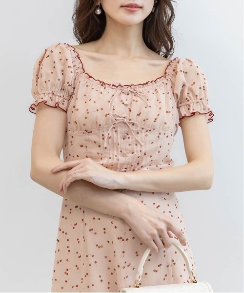 RANDA（ランダ）の「【Cherry＆Strawberry】チェリープリントシフォンワンピース（ワンピース・レディース・ピンク/ブラック・0/1）」の12枚目の写真