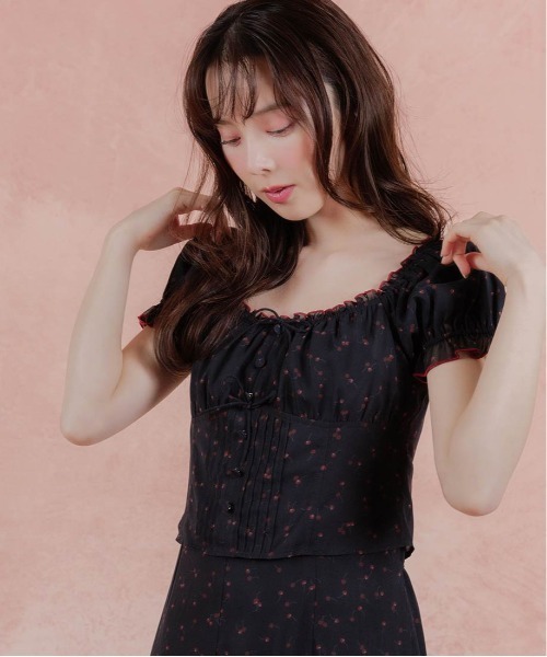 RANDA（ランダ）の「【Cherry＆Strawberry】チェリープリントシフォンワンピース（ワンピース・レディース・ピンク/ブラック・0/1）」の5枚目の写真