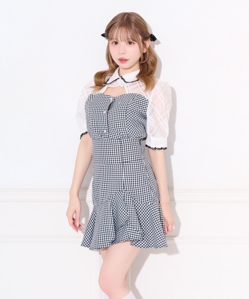 apres jour(アプレジュール)の「【セット着用可能】フロントオープンチェックドッキングブラウス(シャツ/ブラウス・レディース・ブラック/ブラウン系その他/ブラック系その他・X-LARGE/フリー)」の6枚目の写真