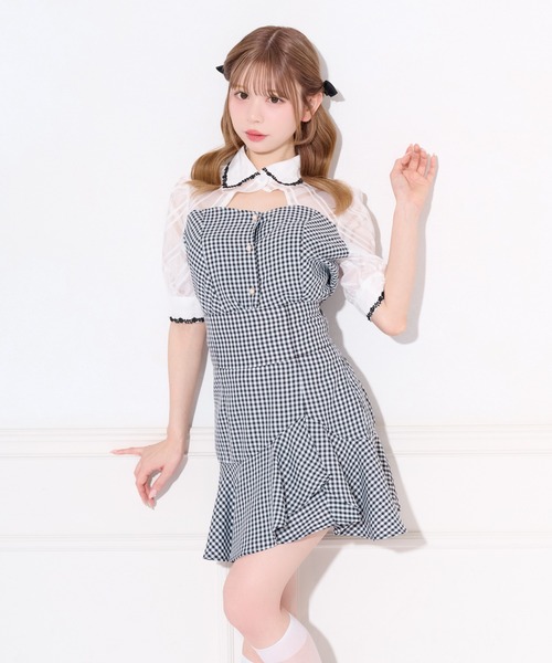 apres jour(アプレジュール)の「【セット着用可能】フロントオープンチェックドッキングブラウス(シャツ/ブラウス・レディース・ブラック/ブラウン系その他/ブラック系その他・X-LARGE/フリー)」の4枚目の写真