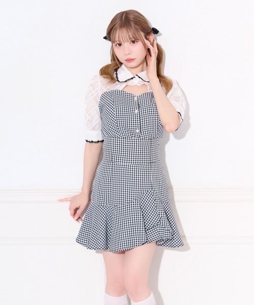 apres jour(アプレジュール)の「【セット着用可能】フロントオープンチェックドッキングブラウス(シャツ/ブラウス・レディース・ブラック/ブラウン系その他/ブラック系その他・X-LARGE/フリー)」の5枚目の写真