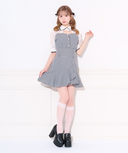 apres jour(アプレジュール)の「【セット着用可能】フロントオープンチェックドッキングブラウス(シャツ/ブラウス・レディース・ブラック/ブラウン系その他/ブラック系その他・X-LARGE/フリー)」の7枚目の写真