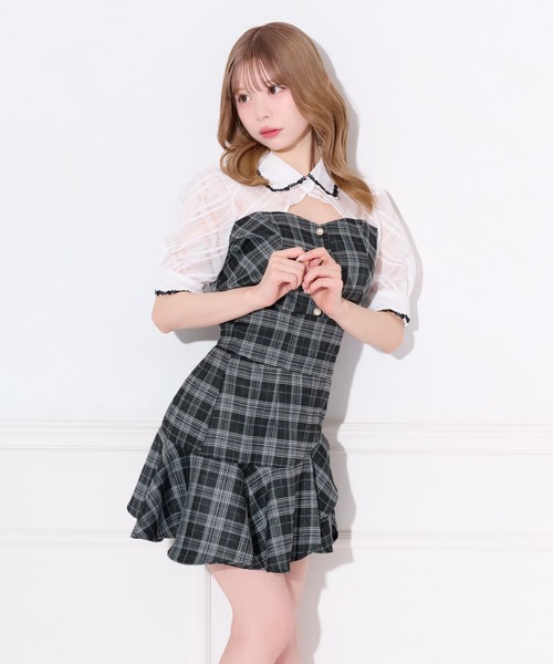 apres jour(アプレジュール)の「【セット着用可能】フロントオープンチェックドッキングブラウス(シャツ/ブラウス・レディース・ブラック/ブラウン系その他/ブラック系その他・X-LARGE/フリー)」の11枚目の写真