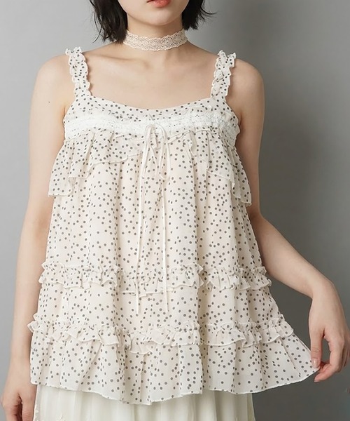 SPINNS(スピンズ)の「キャミチュニック/ドット/NEO森ガール(チュニック・レディース・ブラウン/アイボリー・ONESIZE)」の2枚目の写真