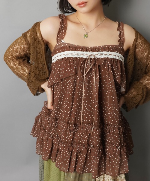 SPINNS(スピンズ)の「キャミチュニック/ドット/NEO森ガール(チュニック・レディース・ブラウン/アイボリー・ONESIZE)」の10枚目の写真