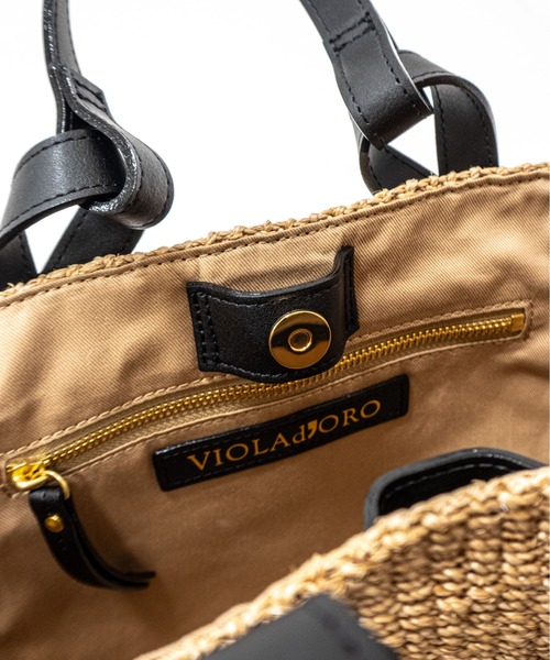 VIOLAd'ORO(ヴィオラドーロ)の「【VIOLAd'ORO/ヴィオラドーロ】2WAY アカパかごバッグ 本革 レザーポケットトート Mサイズ(かごバッグ・レディース・ベージュ/ナチュラル・FREE)」の10枚目の写真