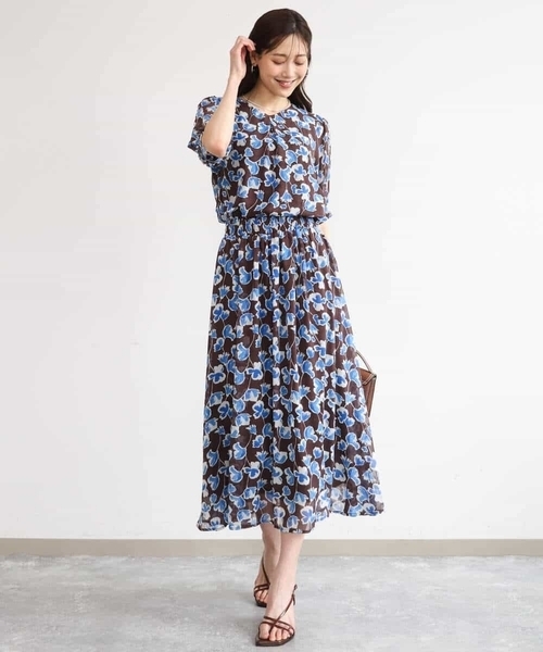 MK MICHEL KLEIN（エムケーミッシェルクラン）の「[洗える]アートフラワープリント シフォンブラウス（シャツ/ブラウス・レディース・ブラウン/ネイビー・38）」の6枚目の写真