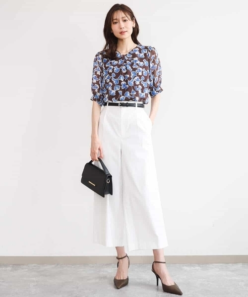 MK MICHEL KLEIN（エムケーミッシェルクラン）の「[洗える]アートフラワープリント シフォンブラウス（シャツ/ブラウス・レディース・ブラウン/ネイビー・38）」の11枚目の写真