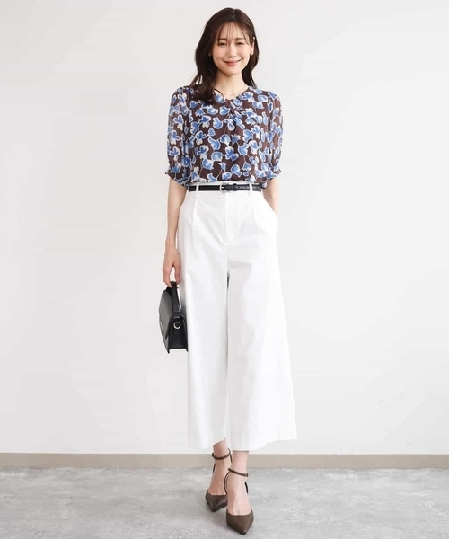MK MICHEL KLEIN（エムケーミッシェルクラン）の「[洗える]アートフラワープリント シフォンブラウス（シャツ/ブラウス・レディース・ブラウン/ネイビー・38）」の12枚目の写真