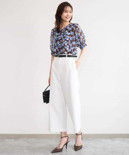 MK MICHEL KLEIN（エムケーミッシェルクラン）の「[洗える]アートフラワープリント シフォンブラウス（シャツ/ブラウス・レディース・ブラウン/ネイビー・38）」の13枚目の写真