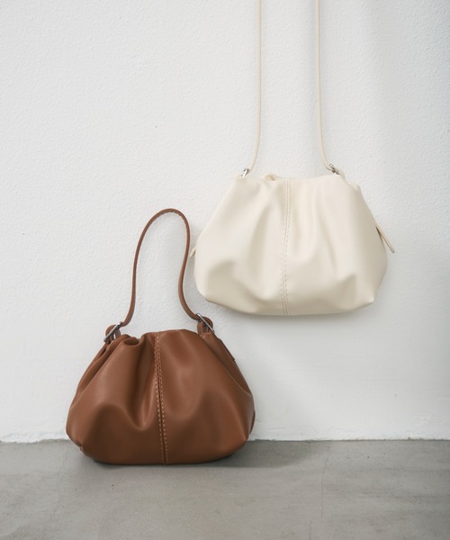Lunea(ルネア)の「2way巾着ミニバッグ / drawstring 2way mini bag(ハンドバッグ・レディース・ブラウン/アイボリー・FREE)」の1枚目の写真