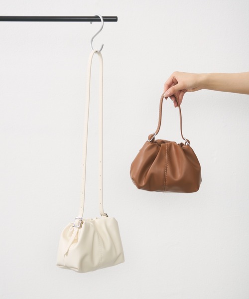 Lunea(ルネア)の「2way巾着ミニバッグ / drawstring 2way mini bag(ハンドバッグ・レディース・ブラウン/アイボリー・FREE)」の8枚目の写真