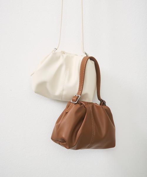 Lunea(ルネア)の「2way巾着ミニバッグ / drawstring 2way mini bag(ハンドバッグ・レディース・ブラウン/アイボリー・FREE)」の9枚目の写真