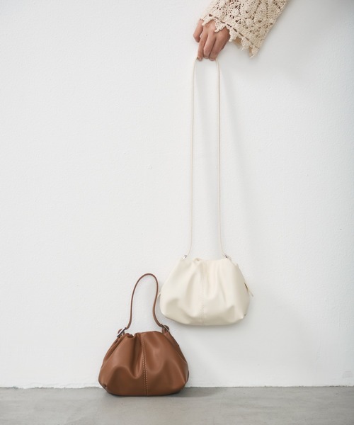 Lunea(ルネア)の「2way巾着ミニバッグ / drawstring 2way mini bag(ハンドバッグ・レディース・ブラウン/アイボリー・FREE)」の10枚目の写真