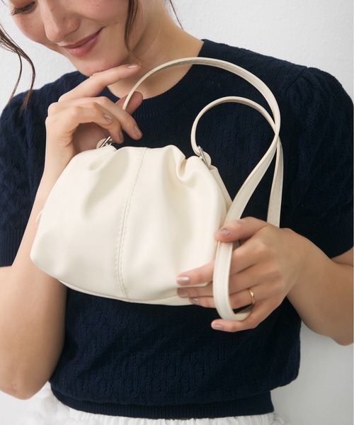Lunea(ルネア)の「2way巾着ミニバッグ / drawstring 2way mini bag(ハンドバッグ・レディース・ブラウン/アイボリー・FREE)」の6枚目の写真
