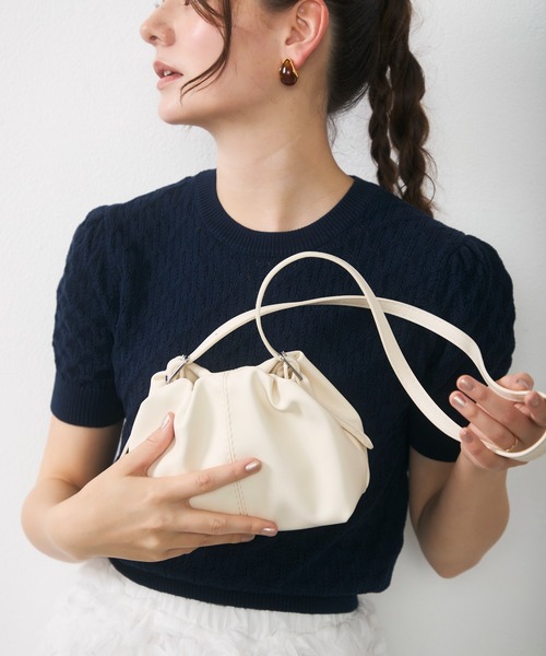 Lunea(ルネア)の「2way巾着ミニバッグ / drawstring 2way mini bag(ハンドバッグ・レディース・ブラウン/アイボリー・FREE)」の7枚目の写真