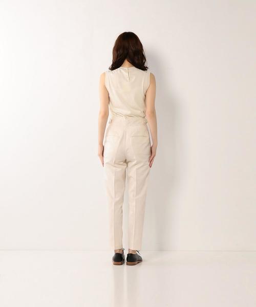 タグ付き★スティーブンアラン　スラックス　ダークブラウン　S　綺麗め Steven Alan＞ コットン/リネン ツイル イン ツープリーツ