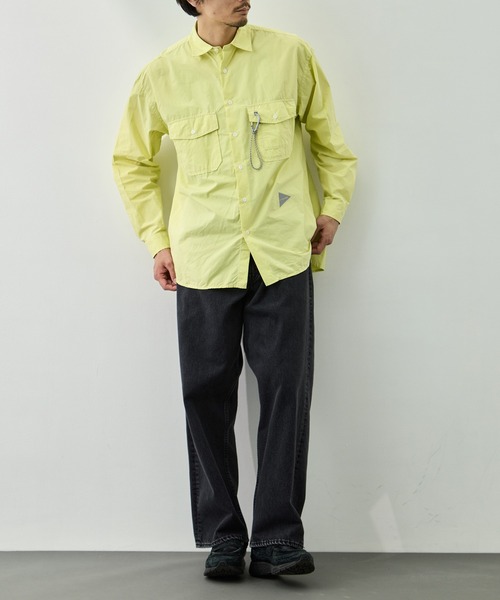 and wander（アンドワンダー）の「【and wander/アンドワンダー】CORDURA typewriter LS shirt（シャツ/ブラウス・メンズ・イエロー/ブラック・L/M）」の6枚目の写真