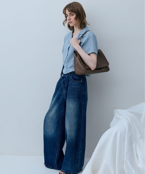 flaeu(フラユ)の「Open Collar Short Shirt(シャツ/ブラウス・レディース・ベージュ/ライトブルー/ブラック・FREE)」の14枚目の写真