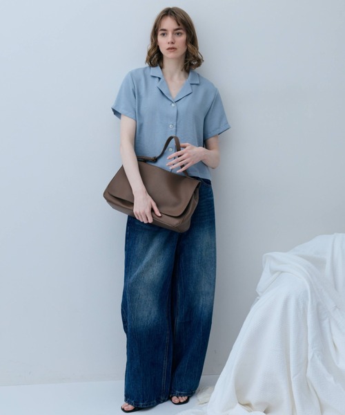 flaeu(フラユ)の「Open Collar Short Shirt(シャツ/ブラウス・レディース・ベージュ/ライトブルー/ブラック・FREE)」の15枚目の写真