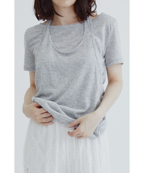 ANF.MUU(アンフムー)の「レイヤードホルターネックシアーTシャツ(Tシャツ/カットソー・レディース・グレー/ブルー/ホワイト・FREE)」の2枚目の写真