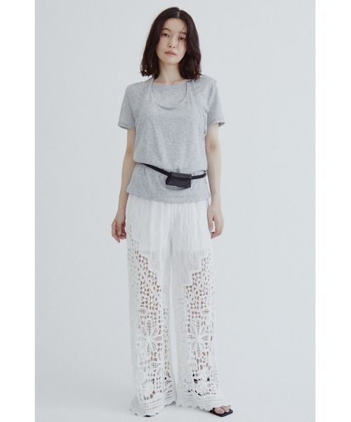 ANF.MUU(アンフムー)の「レイヤードホルターネックシアーTシャツ(Tシャツ/カットソー・レディース・グレー/ブルー/ホワイト・FREE)」の14枚目の写真