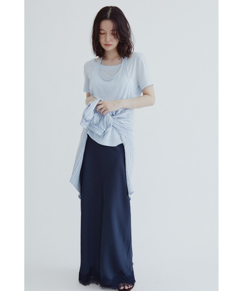 ANF.MUU(アンフムー)の「レイヤードホルターネックシアーTシャツ(Tシャツ/カットソー・レディース・グレー/ブルー/ホワイト・FREE)」の9枚目の写真