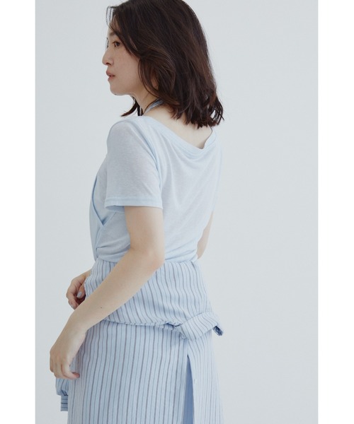 ANF.MUU(アンフムー)の「レイヤードホルターネックシアーTシャツ(Tシャツ/カットソー・レディース・グレー/ブルー/ホワイト・FREE)」の10枚目の写真