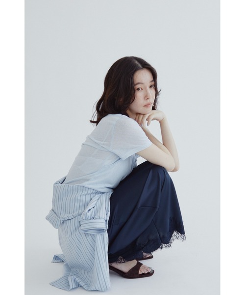 ANF.MUU(アンフムー)の「レイヤードホルターネックシアーTシャツ(Tシャツ/カットソー・レディース・グレー/ブルー/ホワイト・FREE)」の6枚目の写真