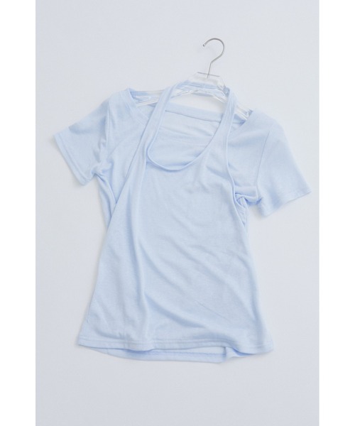 ANF.MUU(アンフムー)の「レイヤードホルターネックシアーTシャツ(Tシャツ/カットソー・レディース・グレー/ブルー/ホワイト・FREE)」の5枚目の写真