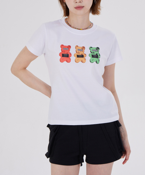 DYSFUNCT(ディスファンクト)の「CRIMINALS BEAR SLIM FIT T-SHIRT(WHITE)(Tシャツ/カットソー・レディース・その他・SMALL/MEDIUM)」の3枚目の写真