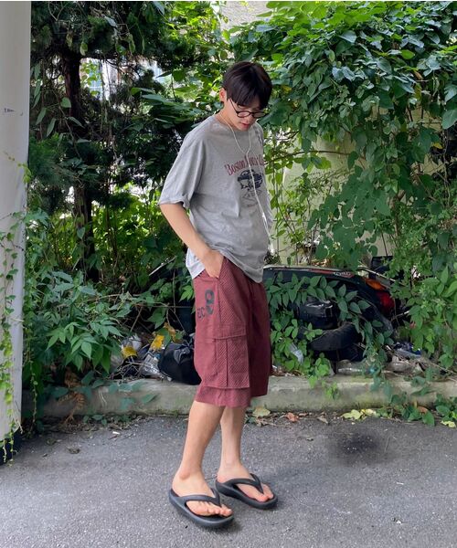 XTONZ（エクストーンズ）の「XP333 チェックリンクルカーゴバミューダパンツ (バーガンディ)（その他パンツ・レディース・その他・MEDIUM/LARGE）」の9枚目の写真