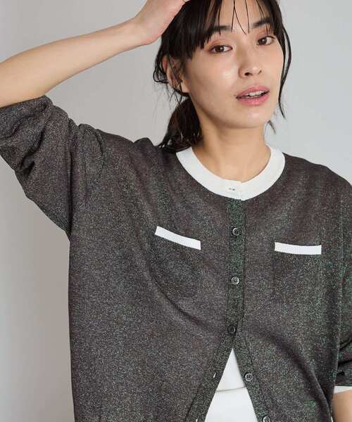 CRAFT STANDARD BOUTIQUE(クラフトスタンダードブティック)の「オーロラシアーカーディガン(カーディガン/ボレロ・レディース・グレー/ホワイト/ダークブラウン/ライトパープル・FREE)」の1枚目の写真