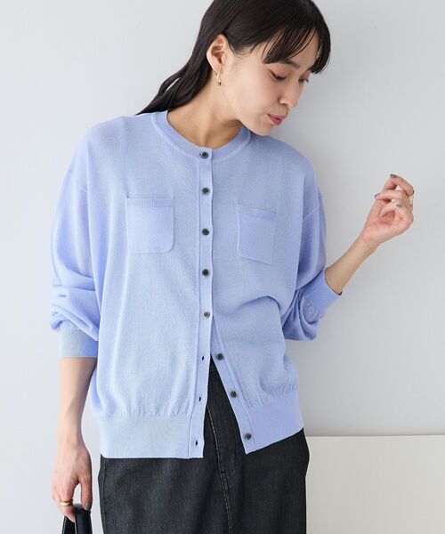 CRAFT STANDARD BOUTIQUE(クラフトスタンダードブティック)の「オーロラシアーカーディガン(カーディガン/ボレロ・レディース・グレー/ホワイト/ダークブラウン/ライトパープル・FREE)」の4枚目の写真