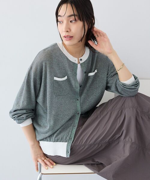 CRAFT STANDARD BOUTIQUE(クラフトスタンダードブティック)の「オーロラシアーカーディガン(カーディガン/ボレロ・レディース・グレー/ホワイト/ダークブラウン/ライトパープル・FREE)」の3枚目の写真