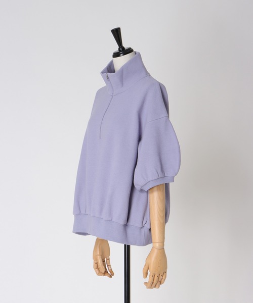 DRESSLAVE（ドレスレイブ）の「double face zip half sleeve pullover(ダブルフェイスジップハーフスリーブプルオーバー)（Tシャツ/カットソー・レディース・パープル/ホワイト・38）」の14枚目の写真